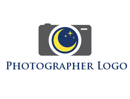 camera with moon and stars logo