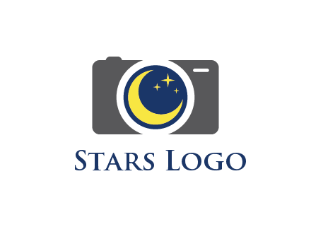 camera with moon and stars logo