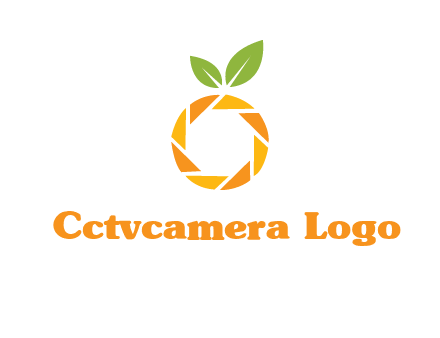 camera lens in an orange fruit shape logo