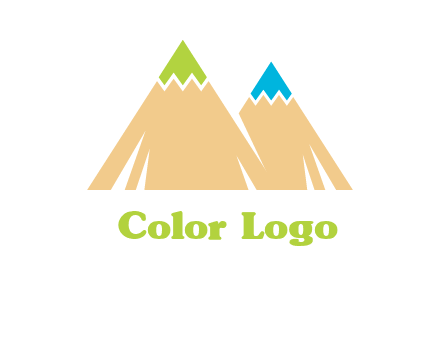 color pencil tips in mountain peak shape logo