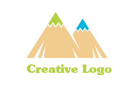 color pencil tips in mountain peak shape logo