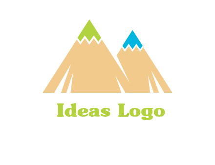 color pencil tips in mountain peak shape logo