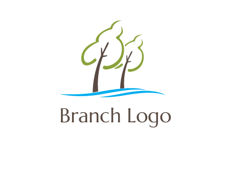 abstract trees and waves logo