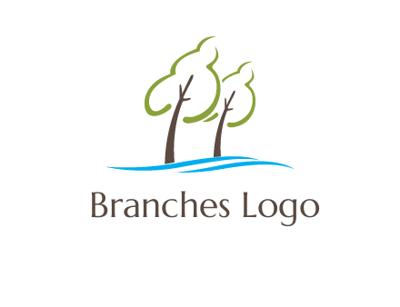 abstract trees and waves logo