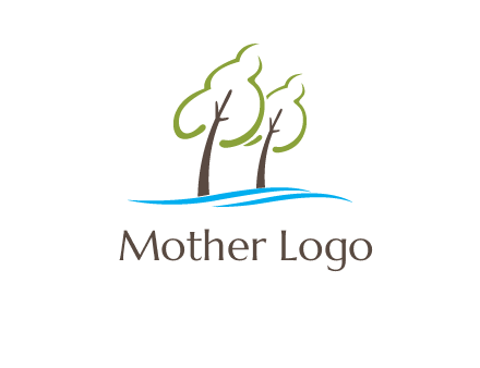 abstract trees and waves logo