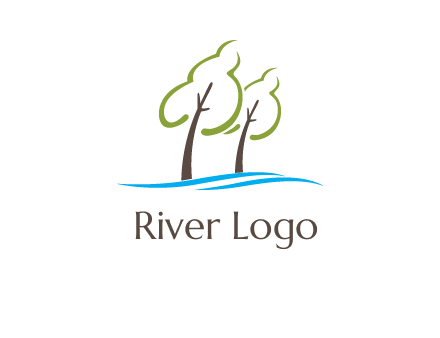 abstract trees and waves logo