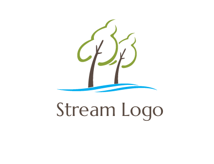 abstract trees and waves logo