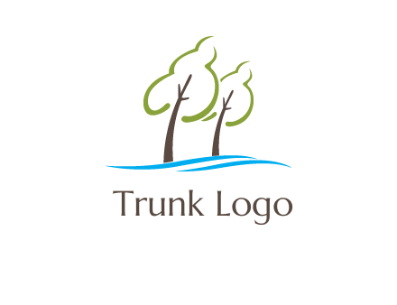 abstract trees and waves logo