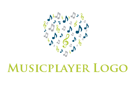 heart shaped music notes logo icon