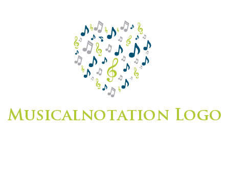 heart shaped music notes logo icon