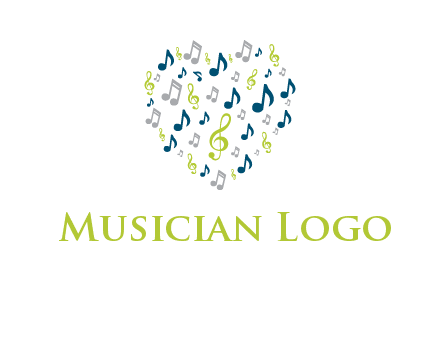 heart shaped music notes logo icon