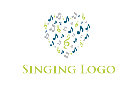 heart shaped music notes logo icon