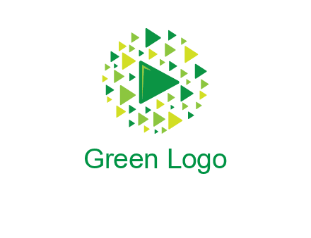 isolated play triangles symbols in circle logo