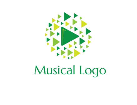 isolated play triangles symbols in circle logo