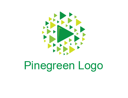 isolated play triangles symbols in circle logo