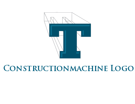 3D letter T construction logo