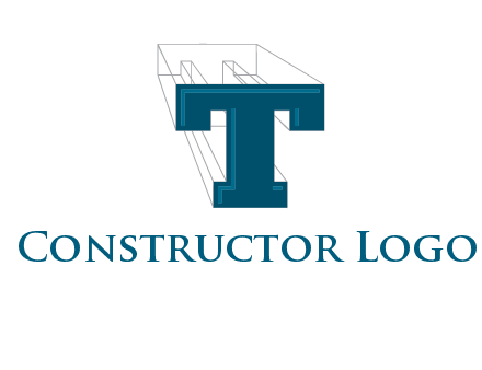 3D letter T construction logo