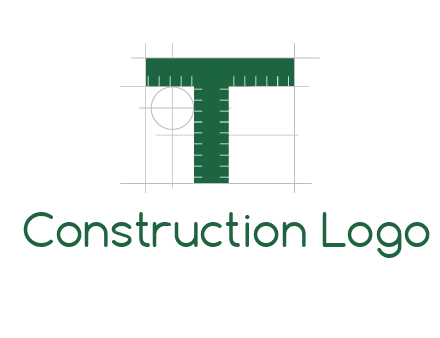 letter T as ruler construction logo