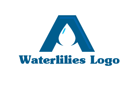 Letter A with a water drop in center Logo