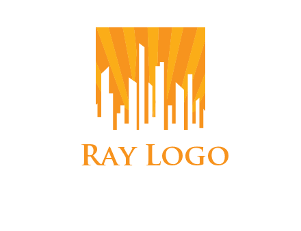 buildings with sun rays logo