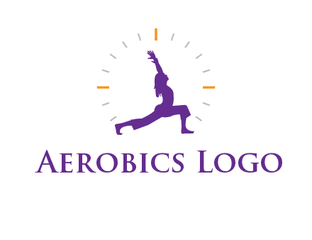 woman doing yoga with clock ticks logo