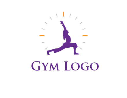 woman doing yoga with clock ticks logo