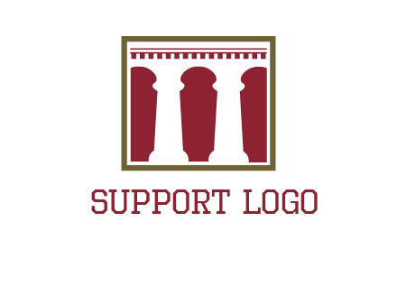 supporting pillars in a square logo