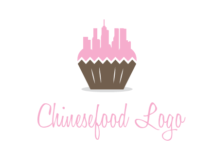 buildings forming cupcake food logo