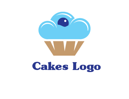 cloud forming cupcake with berry food logo