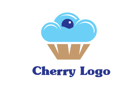 cloud forming cupcake with berry food logo