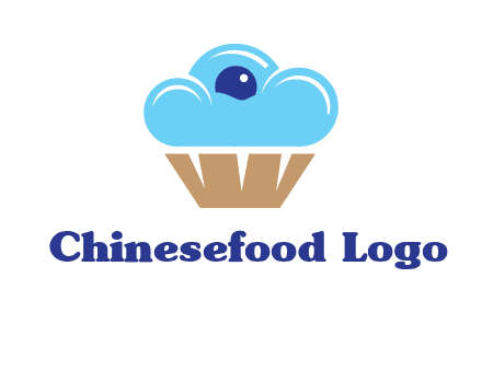 cloud forming cupcake with berry food logo