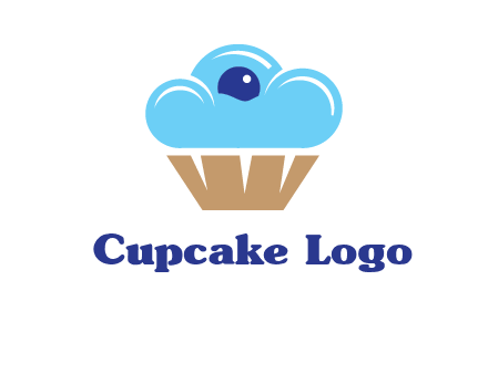 cloud forming cupcake with berry food logo