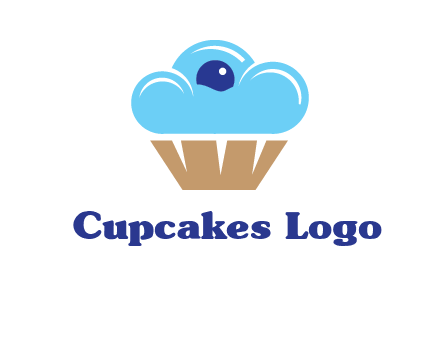 cloud forming cupcake with berry food logo