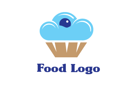 cloud forming cupcake with berry food logo