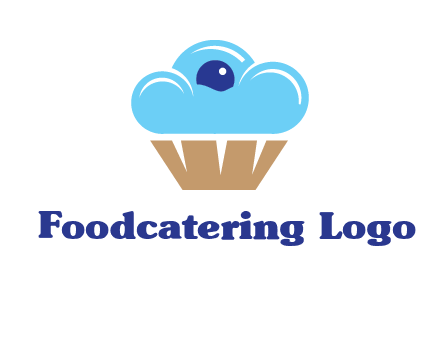 cloud forming cupcake with berry food logo