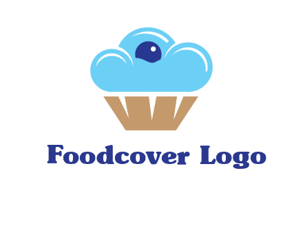 cloud forming cupcake with berry food logo