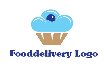 cloud forming cupcake with berry food logo