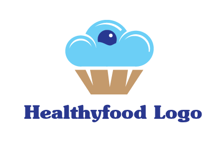 cloud forming cupcake with berry food logo