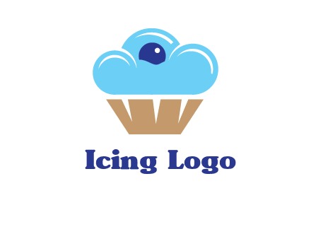 cloud forming cupcake with berry food logo