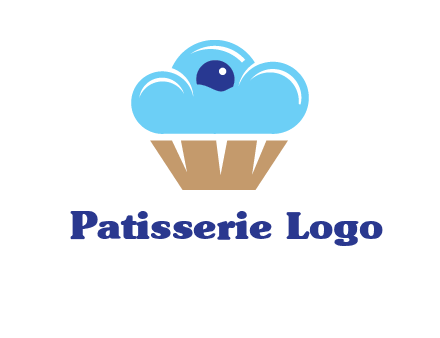 cloud forming cupcake with berry food logo