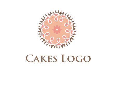 abstract spiral cupcake with flower food logo