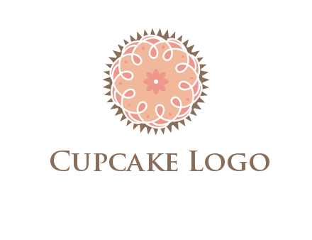 abstract spiral cupcake with flower food logo