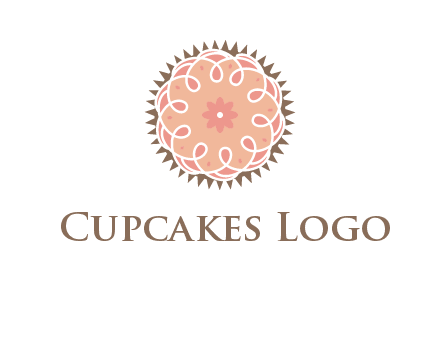 abstract spiral cupcake with flower food logo