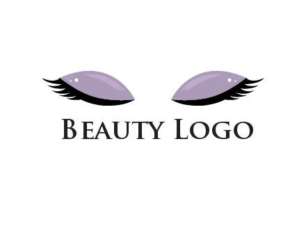 closed eyes with makeup and big eyelashes beauty logo