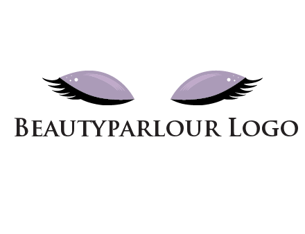 closed eyes with makeup and big eyelashes beauty logo