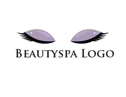 closed eyes with makeup and big eyelashes beauty logo