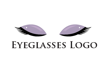 closed eyes with makeup and big eyelashes beauty logo