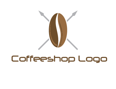 spears behind coffee bean as shield food logo