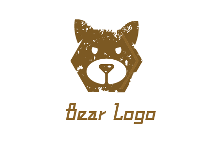 bear face grunge animal logo