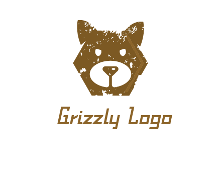 bear face grunge animal logo